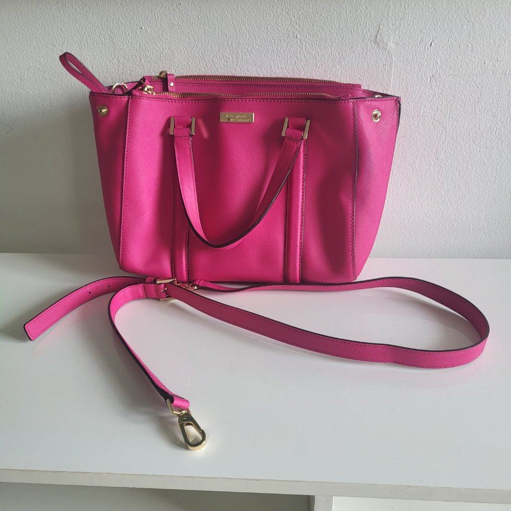 Kate Spade Newbury Lane leather Loden Satchel Crossbody bag + matching wallet - Picture 4 of 11